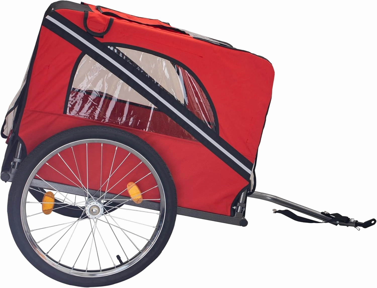 Dog Bike Trailer with 3 Entrances and Safety Flag, 20 Inch Wheels, Durable Pet Carrier for Medium and Small Dogs, Red and Black