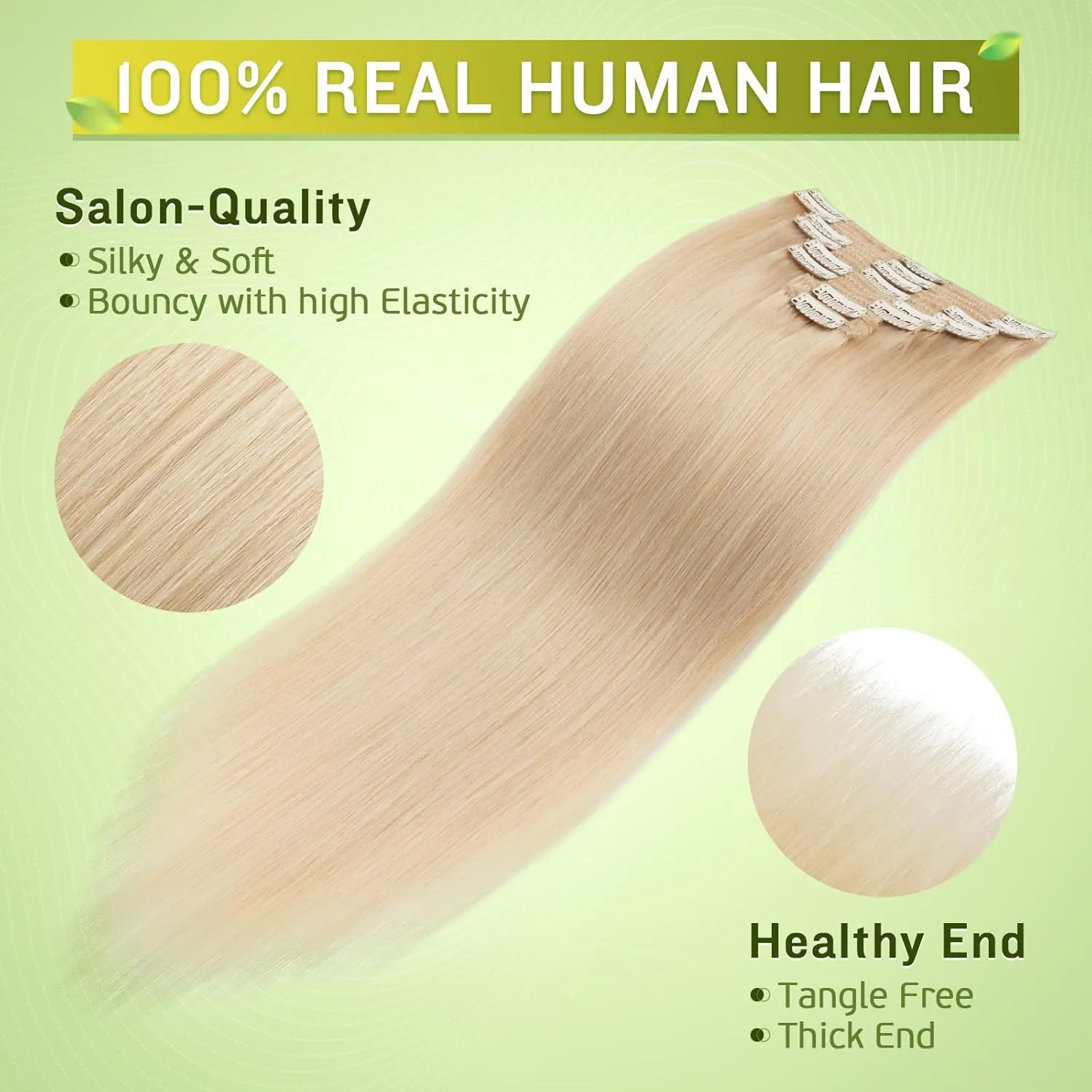 Double Weft 100% Remy Human Hair Clip in Extensions Highlight #24 Natural Blonde Full Head Thick Long Soft Straight 8pcs 18clips 18 inch 140g