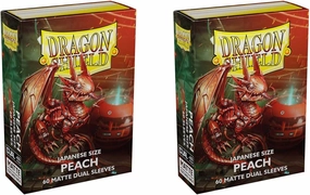 Dragon Shield Bundle: 2 Packs of 60 Count Japanese Size Mini Dual Matte Card Sleeves - Matte Peach