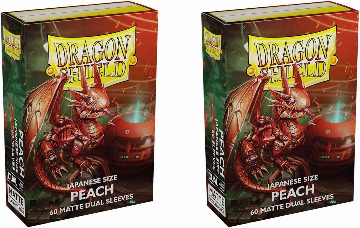 Dragon Shield Bundle: 2 Packs of 60 Count Japanese Size Mini Dual Matte Card Sleeves - Matte Peach