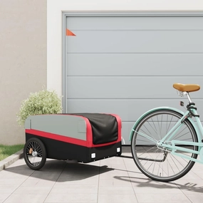 Durable Bike Trailer for Transportation, 99.2 lb Load Capacity, Easy Connect Tow Bar, Black and Red