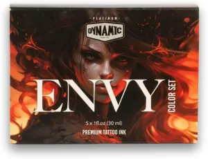 Dynamic Color Co- Envy Tattoo Ink Set - Platinum Collection: 5 Vivid 1 oz Bottles in Crimson Red, Scarlett Red, Sedona, Candy Apple Red, and Pure Red. Reach Compliant, Crafted in Spain