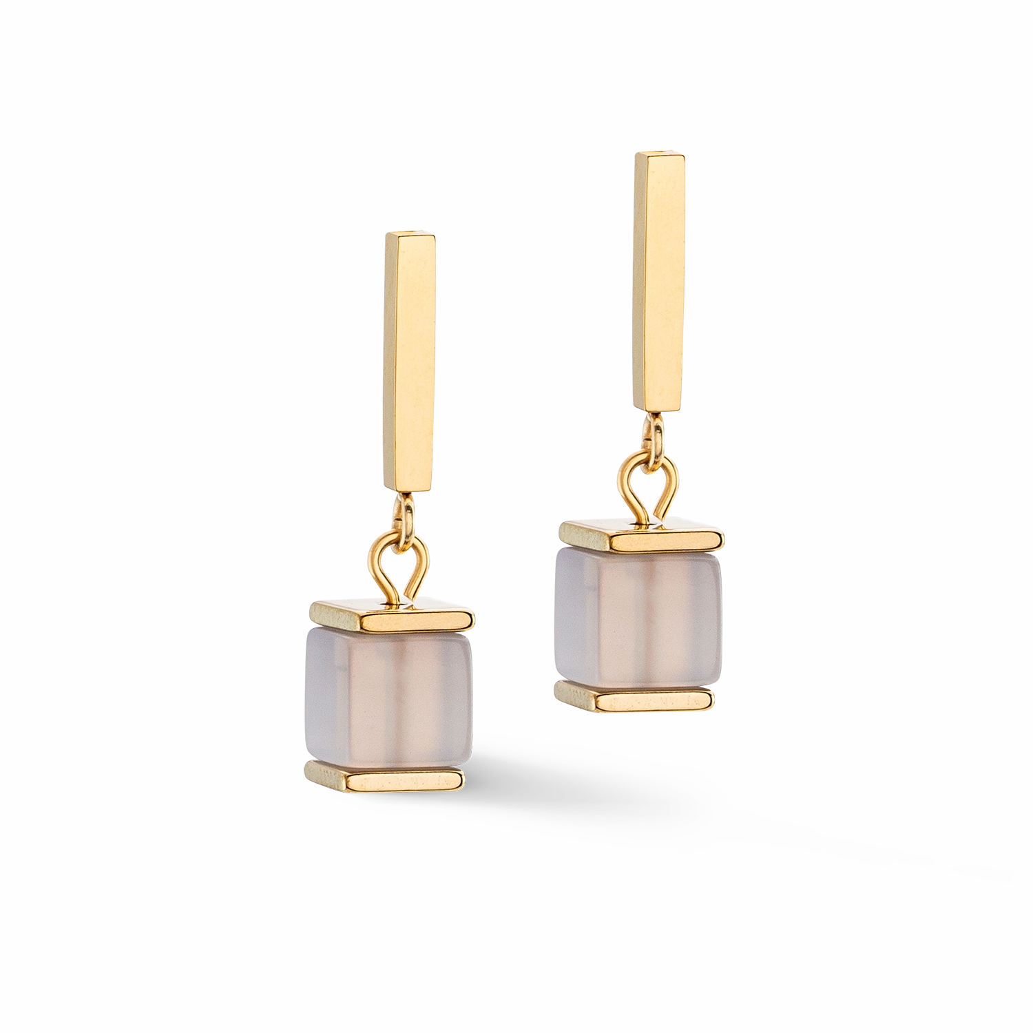 Earrings Precious Statement Cubes grey-peach
