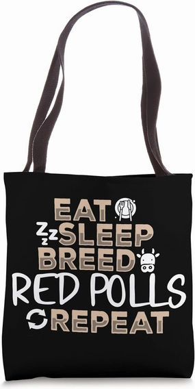Eat Sleep Breed Cow Repeat - Farmer Breeder Red Poll Cattle Tote Bag