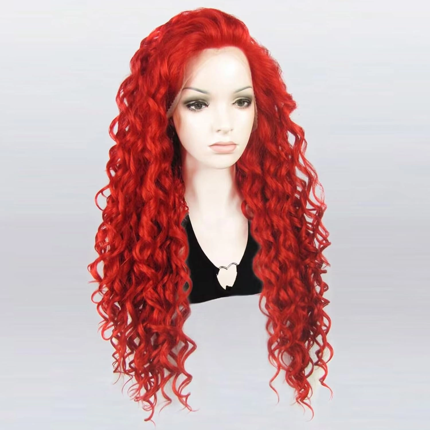 Ebingoo Long Curly Brown Lace Front Wig Synthetic Hair Wigs for Women N18 30 27HR (red)