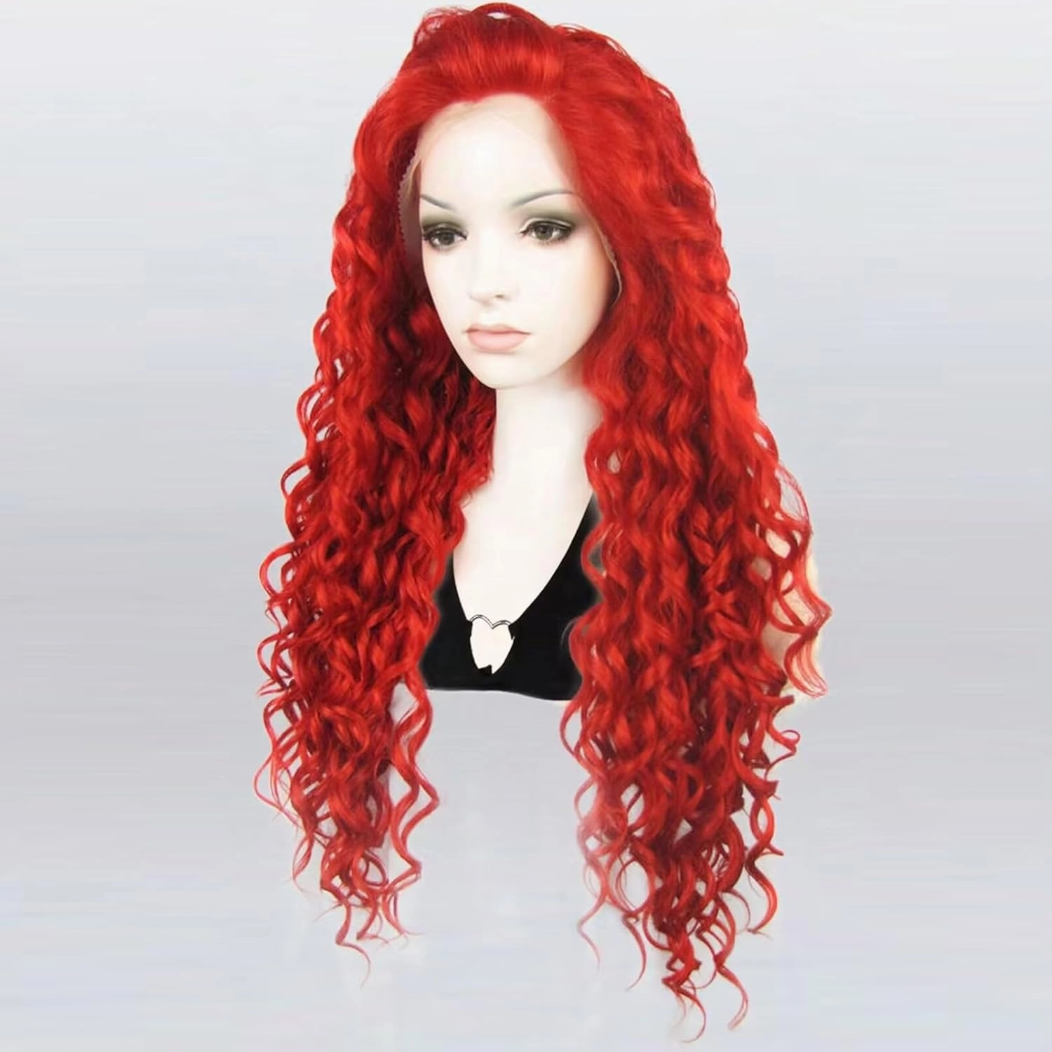 Ebingoo Long Curly Brown Lace Front Wig Synthetic Hair Wigs for Women N18 30 27HR (red)
