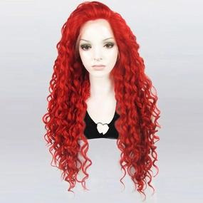 Ebingoo Long Curly Brown Lace Front Wig Synthetic Hair Wigs for Women N18 30 27HR (red)