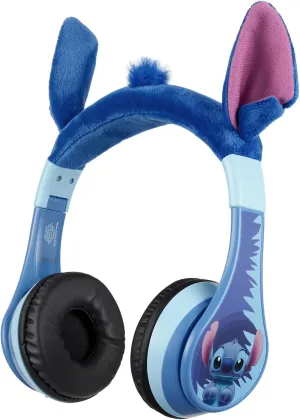 eKids Disney Stitch Bluetooth Headphones, Wireless Headphones with Microphone Includes Aux Cord, Volume Reduced Kids Foldable Earphones for School, Home, or Travel