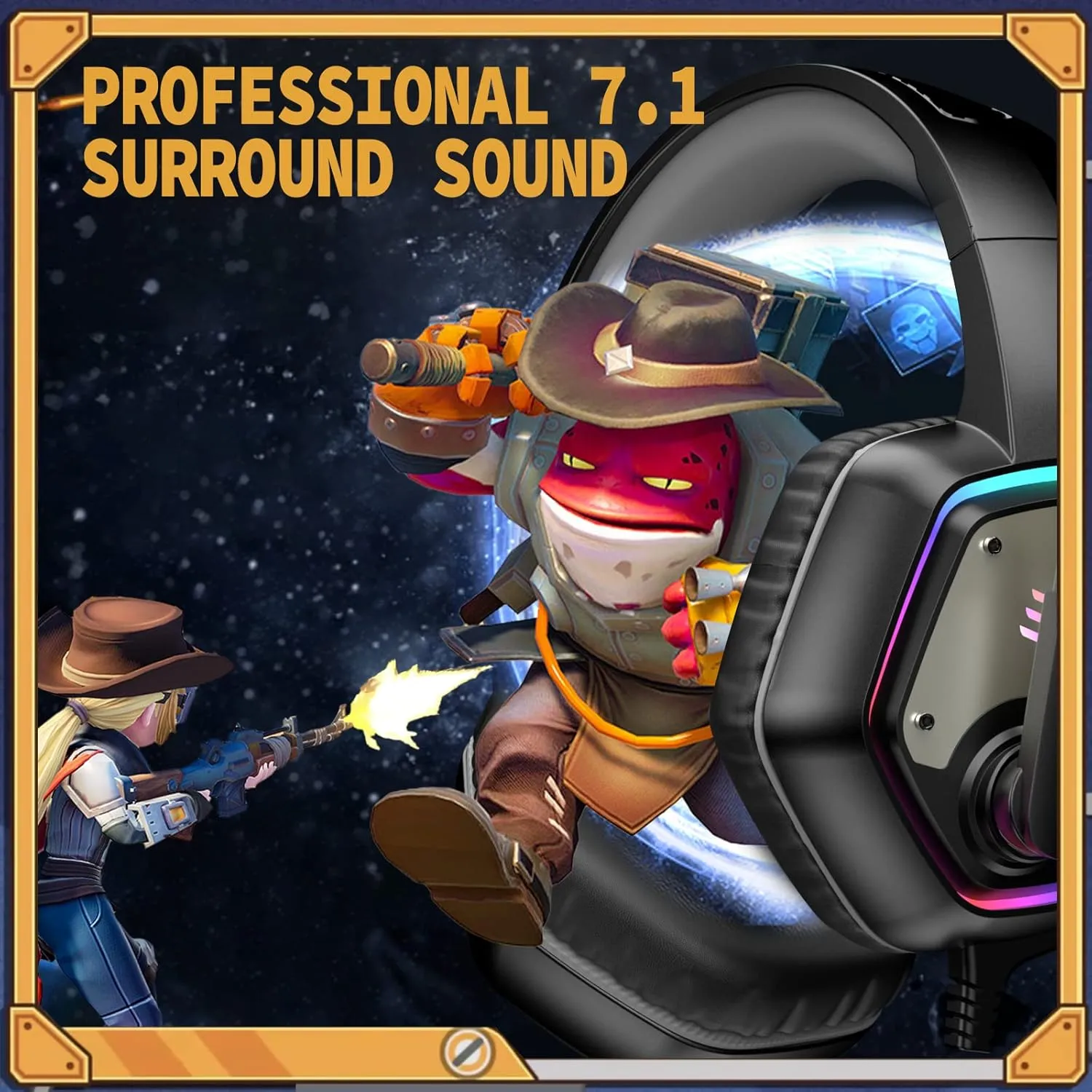 EKSA Gaming Headset, Noise Canceling Mic & RGB Light, Gaming Headphones Compatible with PC, PS4, PS5, Laptop, Computer (Gray-Sandrock)