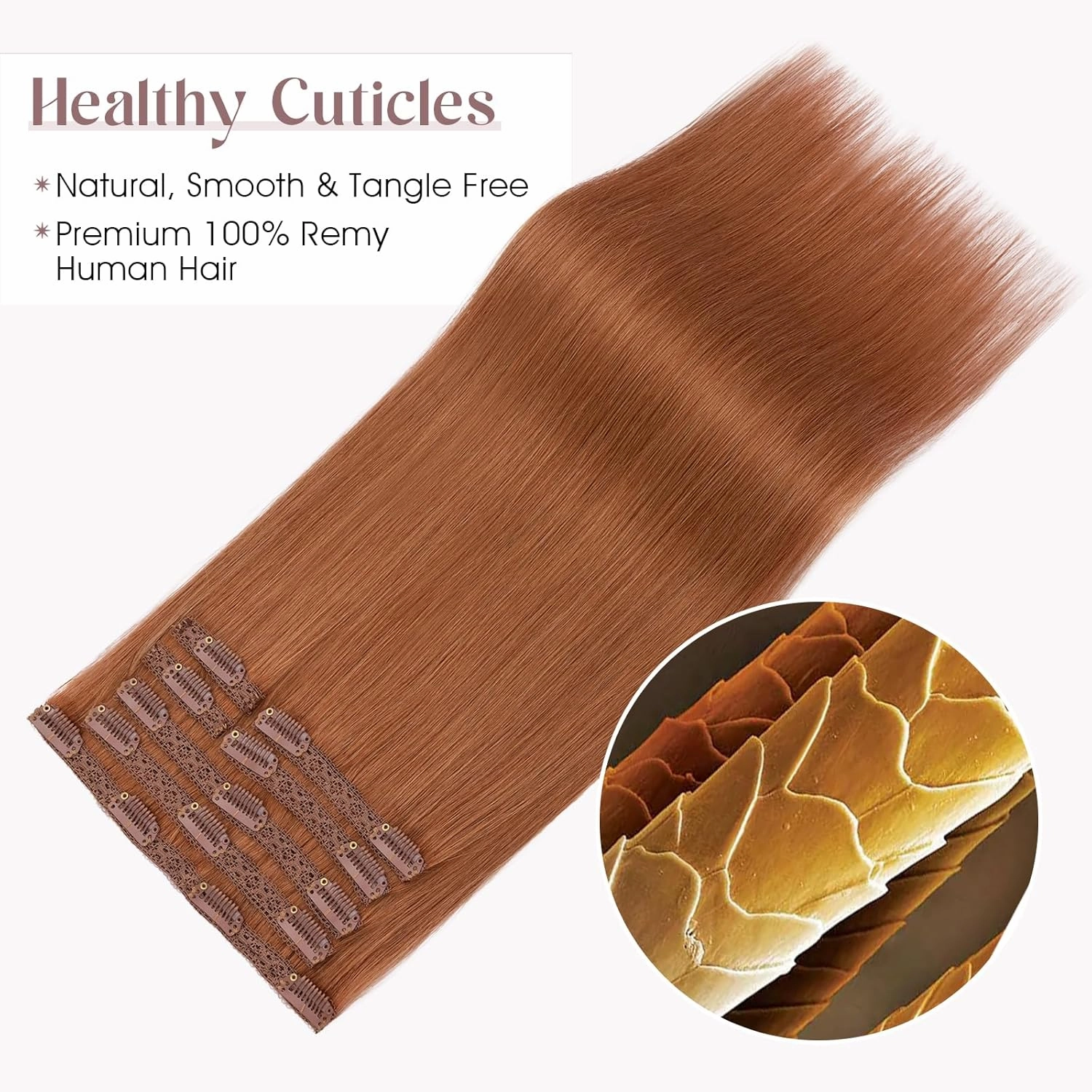 Elailite Clip in Hair Extensions Real Human Hair, Remy Hairpieces for Women, 7PCS Lace Weft Full Head, 10 Inch 85g Dark Auburn Copper Red
