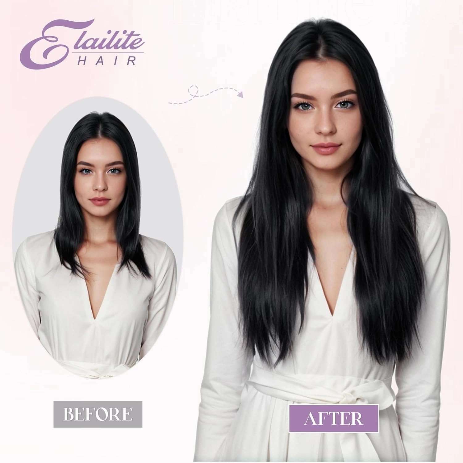 Elailite I Tip Hair Extensions Human Hair Elastic Itip Real Remy Hair Dark Brown 20 Inch 50G 50Strands Straight Pre Bonded Keratin Fusion Human Hair Extensions