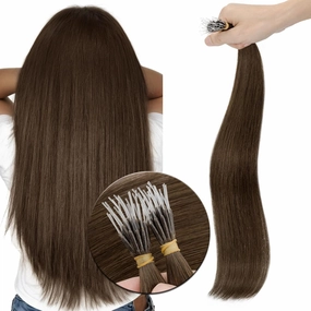 Elailite I Tip Hair Extensions Human Hair Elastic Itip Real Remy Hair Dark Brown 20 Inch 50G 50Strands Straight Pre Bonded Keratin Fusion Human Hair Extensions