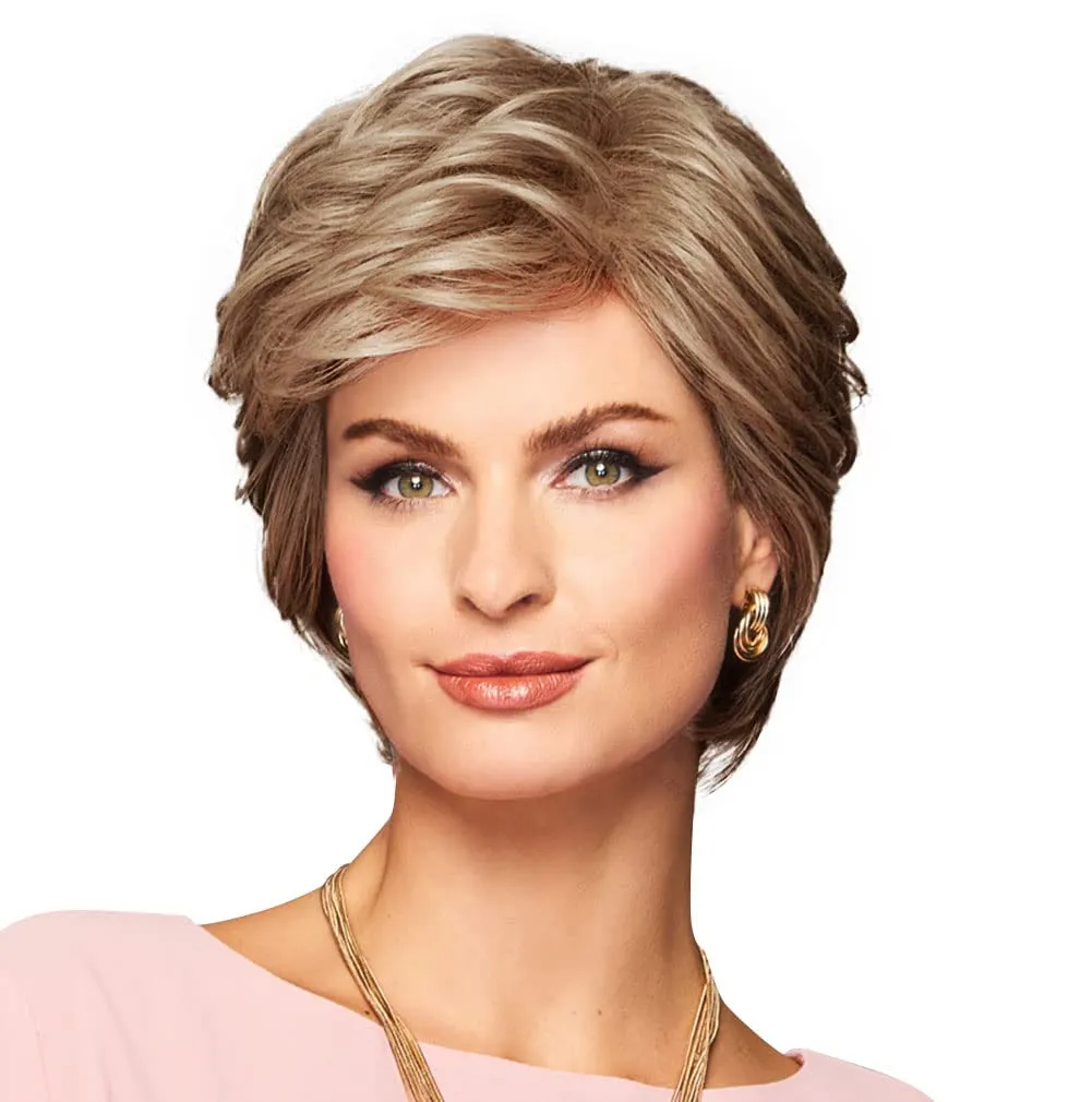 Enthusiastic Wig Cap, Short Shag With Layers And Volume by Hairuwear, Brown Grey