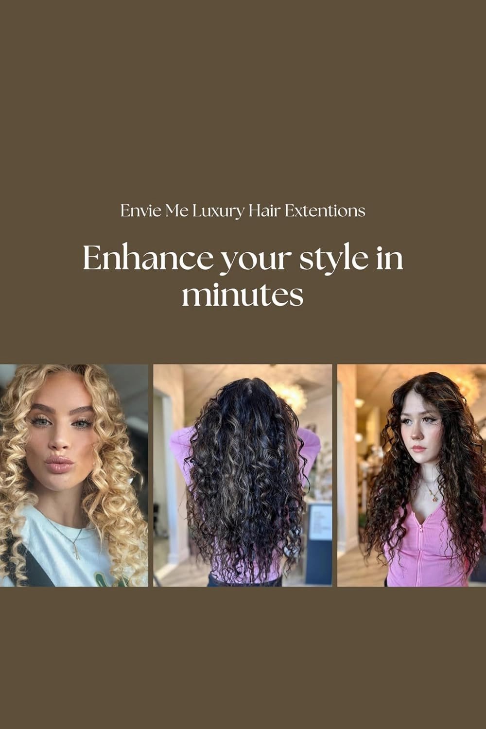 Envie Me Luxury Hair Extensions Remy Cuticle Intact Double Drawn Real Human Hair Deep Wave Curl Hair Seamless-Invisible Clip In Hair Extensions #1B Soft Black 110g 20 inch 8 pcs