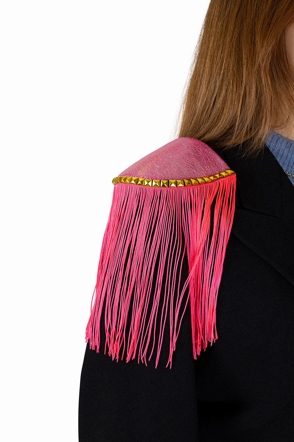 Epaulettes shiny pink fringes