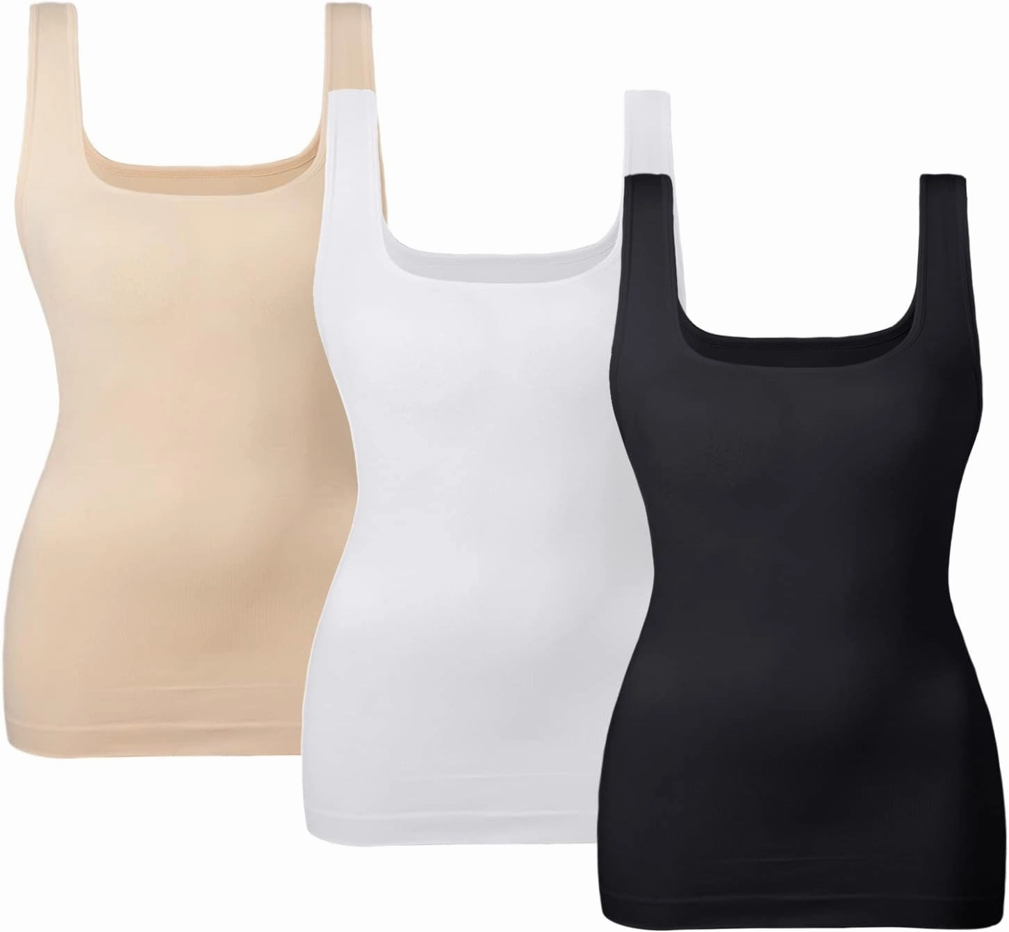 EUYZOU Women Tummy Control Shapewear Tank Tops Seamless Square Neck Compression Tops Slimming Body Shaper Camisole
