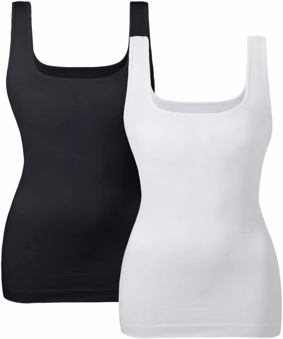 EUYZOU Women Tummy Control Shapewear Tank Tops Seamless Square Neck Compression Tops Slimming Body Shaper Camisole