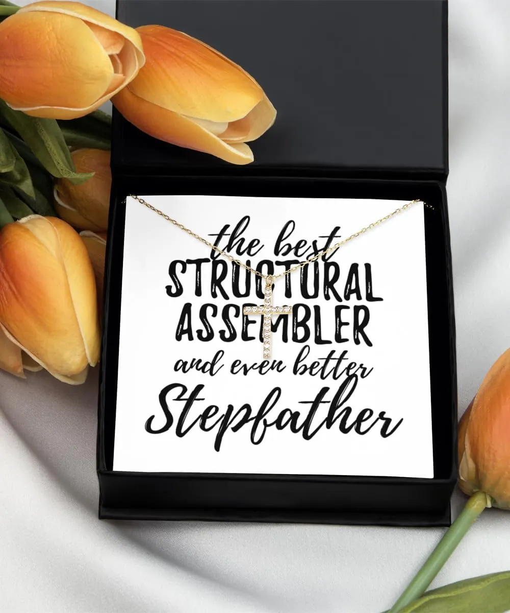 EzGift Cute Structural Assembler Stepfather Necklace Pendant Gift Idea For Stepdad Gag Inspiring Joke The Best And Even Better Jewelry With Chain Message Card Box