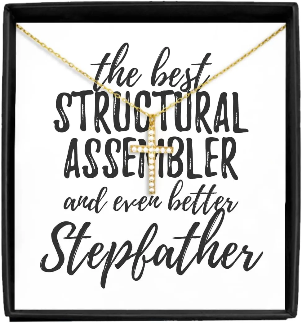 EzGift Cute Structural Assembler Stepfather Necklace Pendant Gift Idea For Stepdad Gag Inspiring Joke The Best And Even Better Jewelry With Chain Message Card Box
