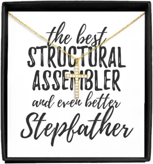 EzGift Cute Structural Assembler Stepfather Necklace Pendant Gift Idea For Stepdad Gag Inspiring Joke The Best And Even Better Jewelry With Chain Message Card Box