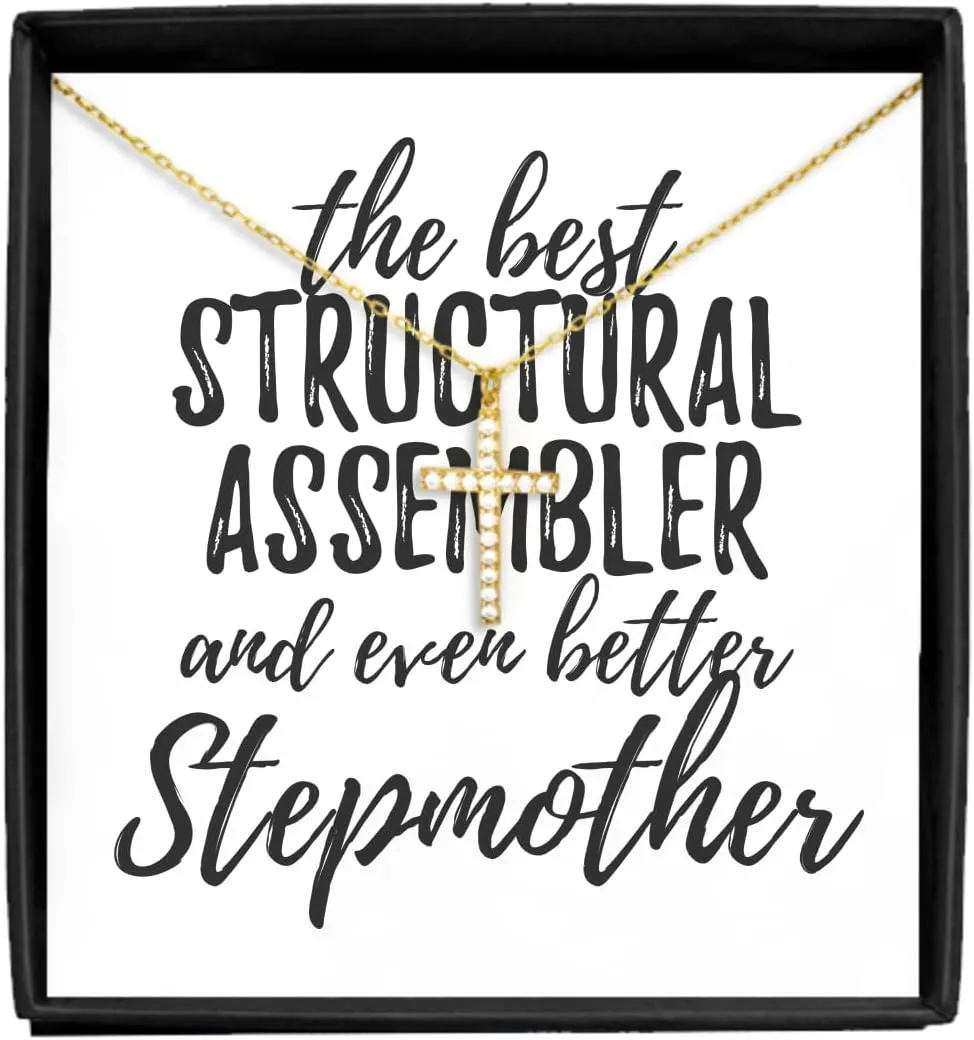 EzGift Cute Structural Assembler Stepmother Necklace Pendant Gift Idea For Stepmom Gag Inspiring Joke The Best And Even Better Jewelry With Chain Message Card Box