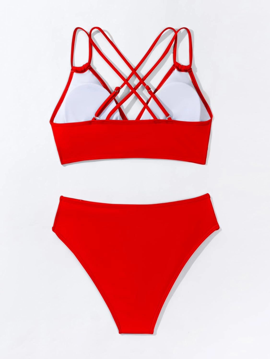Fanuerg Women's Sexy V Neck Bikini Sets Hollow Out Two Piece Swimsuits Cutout Mid Waist Bathing Suit