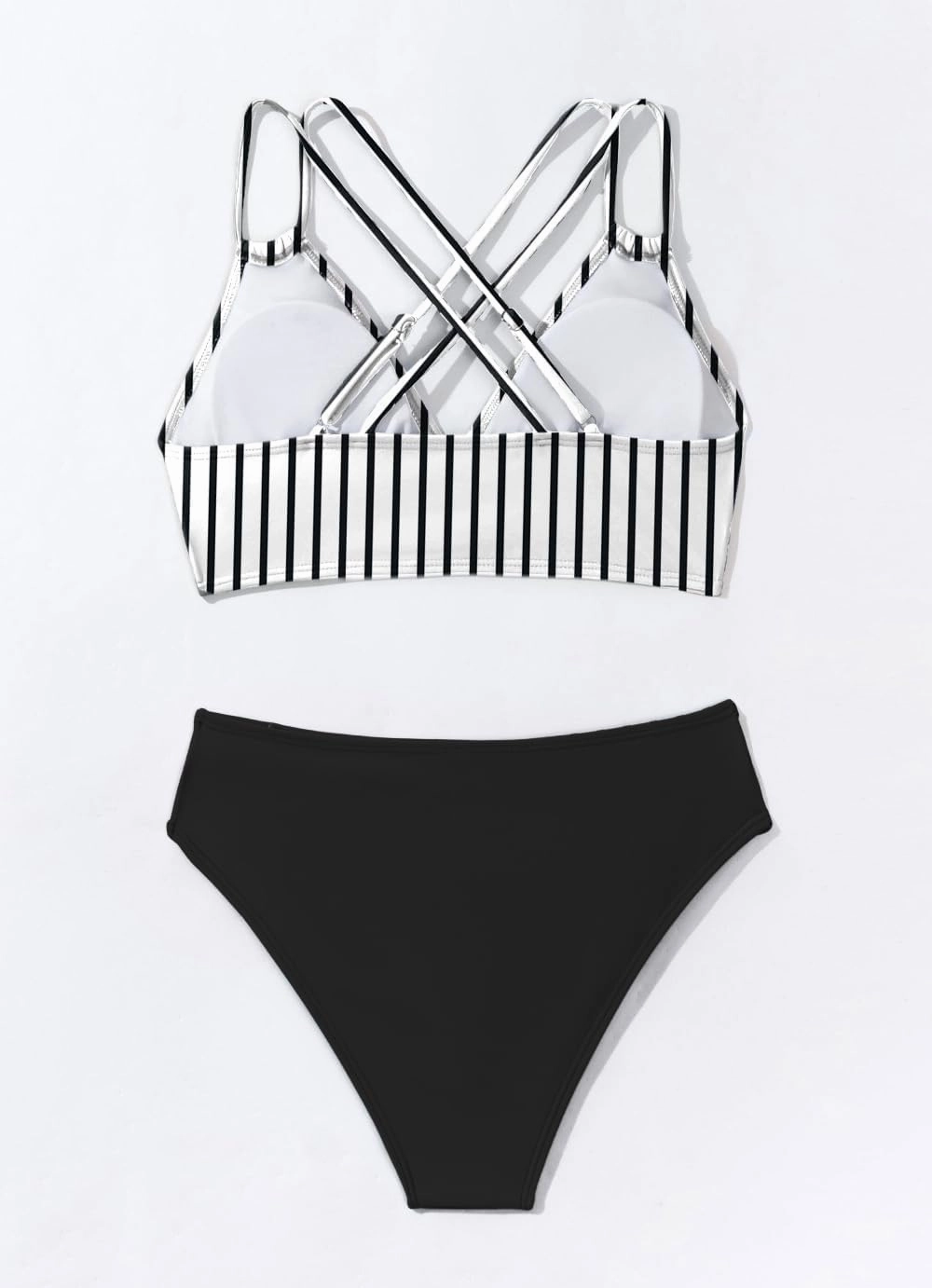 Fanuerg Women's Sexy V Neck Bikini Sets Hollow Out Two Piece Swimsuits Cutout Mid Waist Bathing Suit