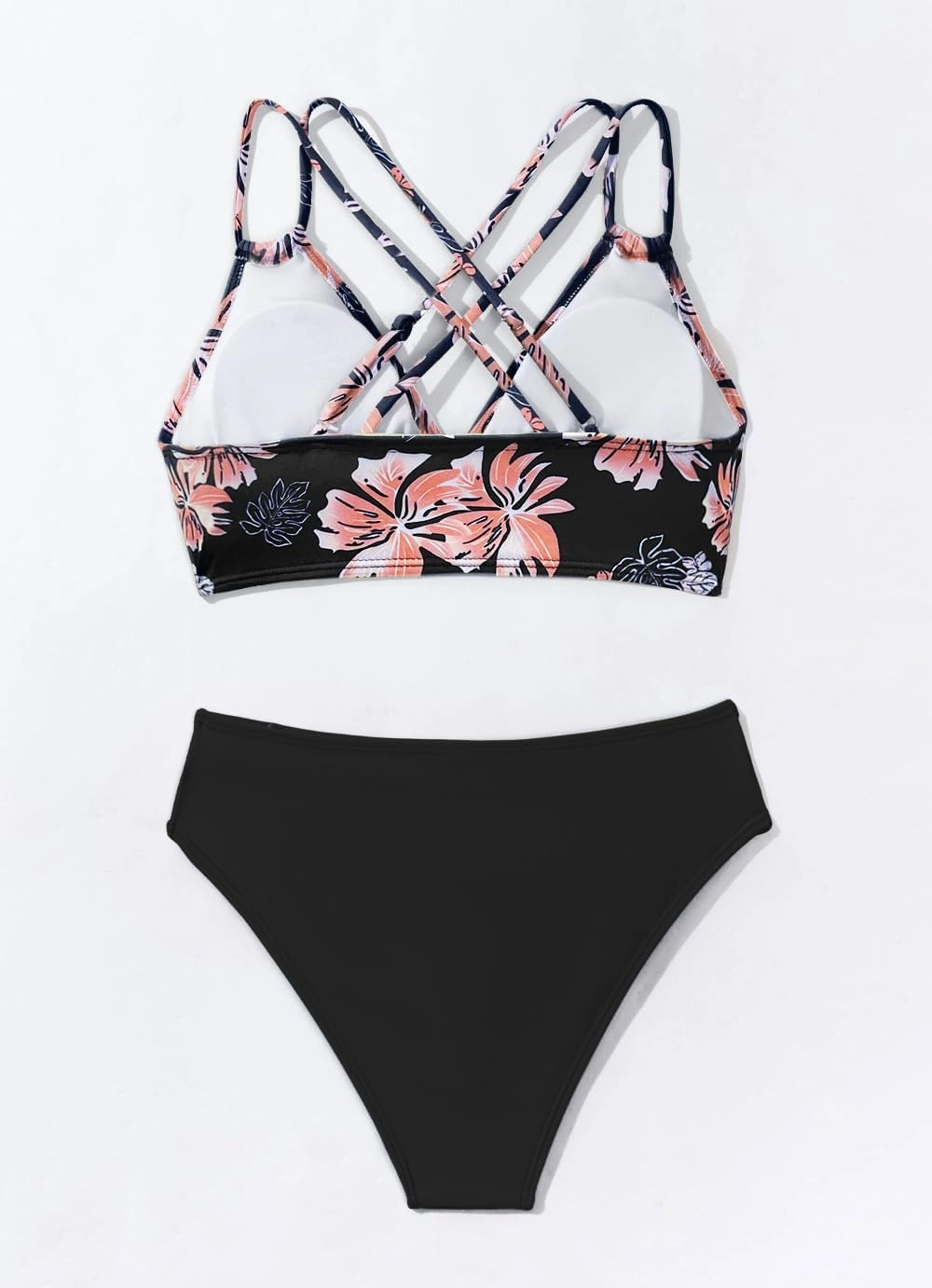Fanuerg Women's Sexy V Neck Bikini Sets Hollow Out Two Piece Swimsuits Cutout Mid Waist Bathing Suit