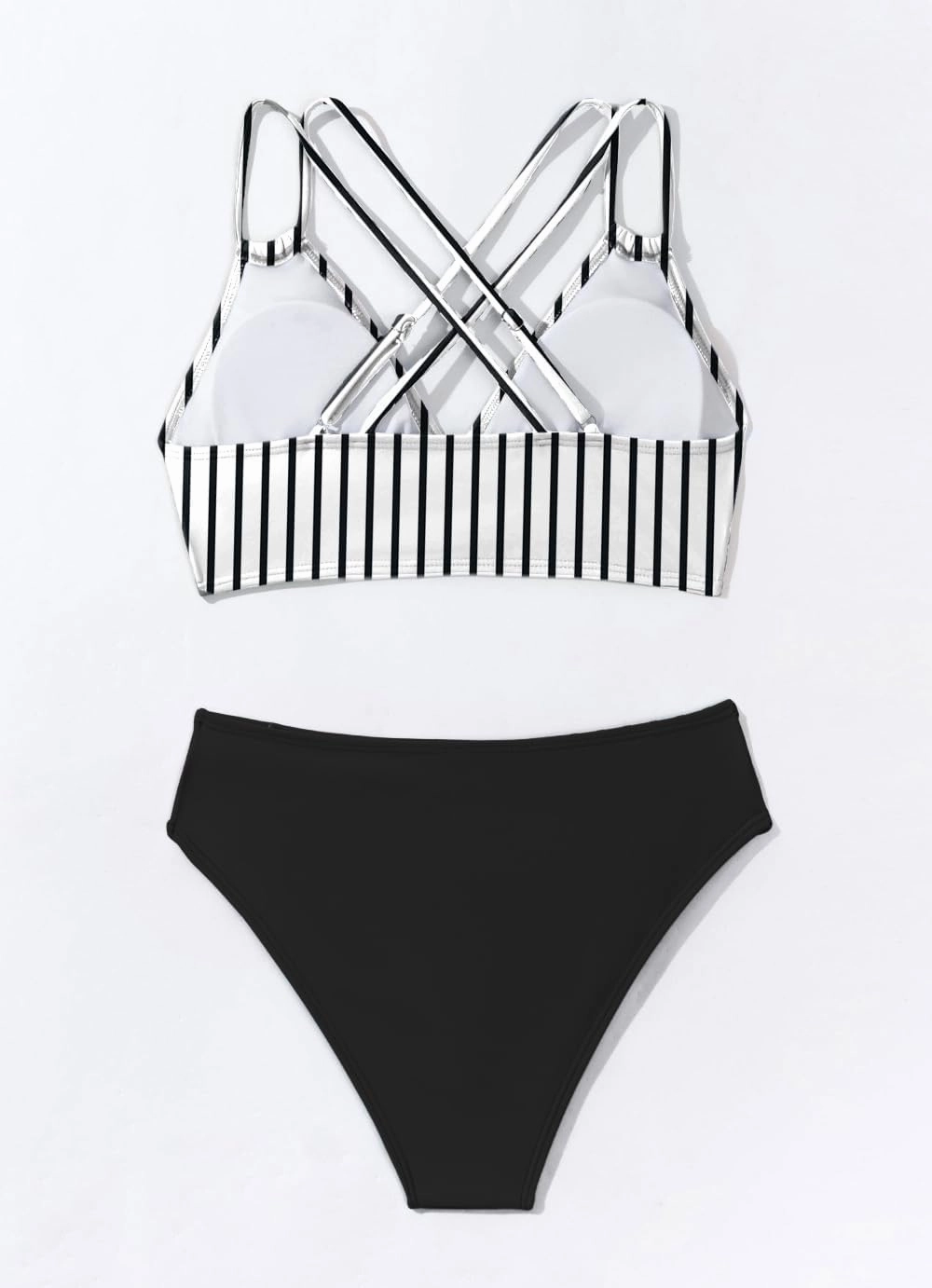 Fanuerg Women's Sexy V Neck Bikini Sets Hollow Out Two Piece Swimsuits Cutout Mid Waist Bathing Suit