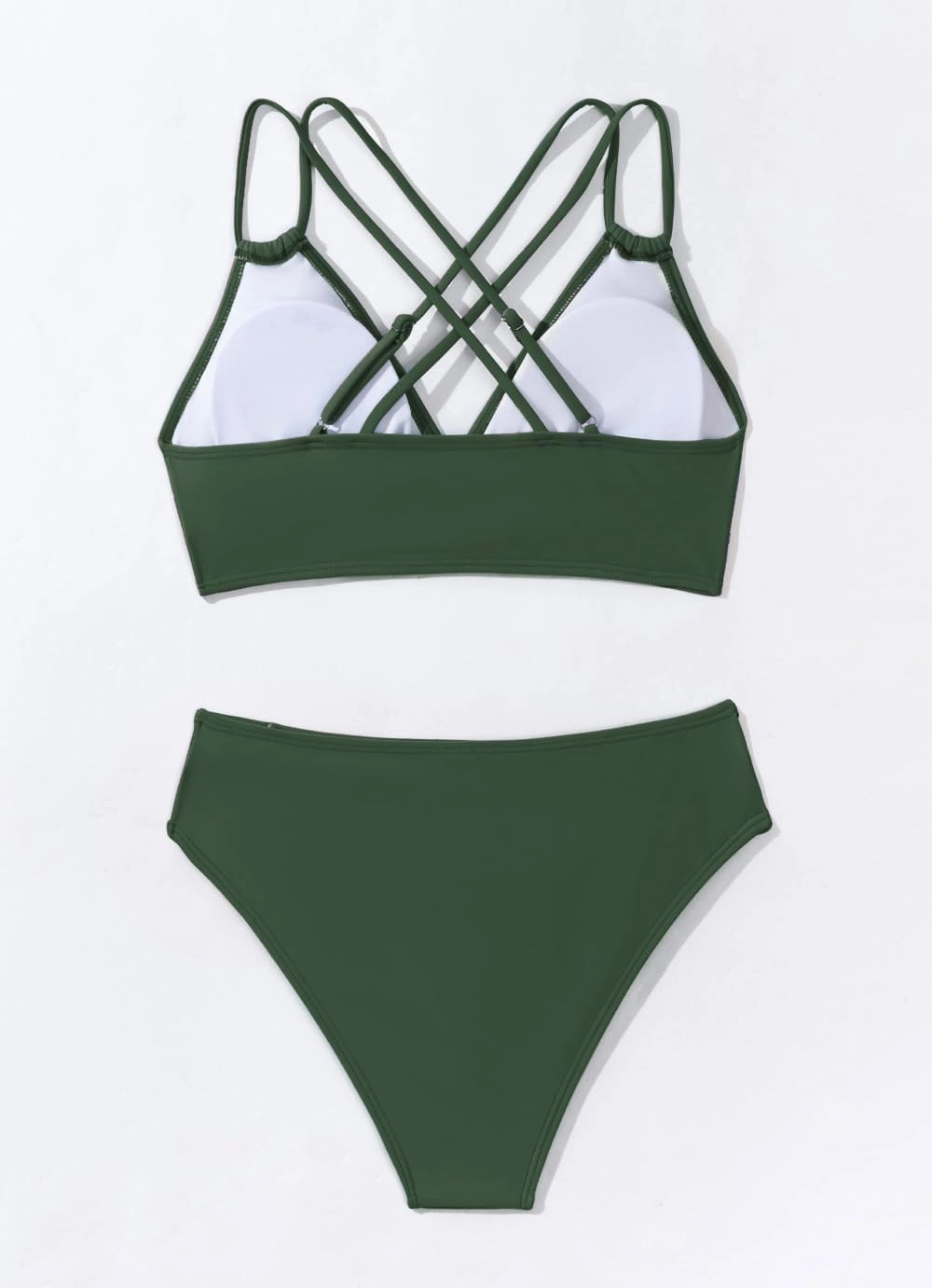 Fanuerg Women's Sexy V Neck Bikini Sets Hollow Out Two Piece Swimsuits Cutout Mid Waist Bathing Suit