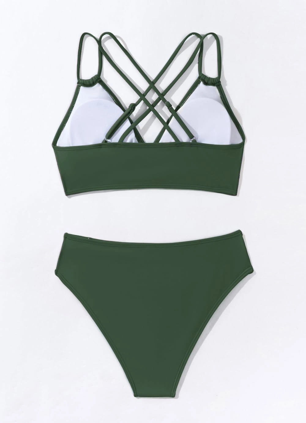 Fanuerg Women's Sexy V Neck Bikini Sets Hollow Out Two Piece Swimsuits Cutout Mid Waist Bathing Suit