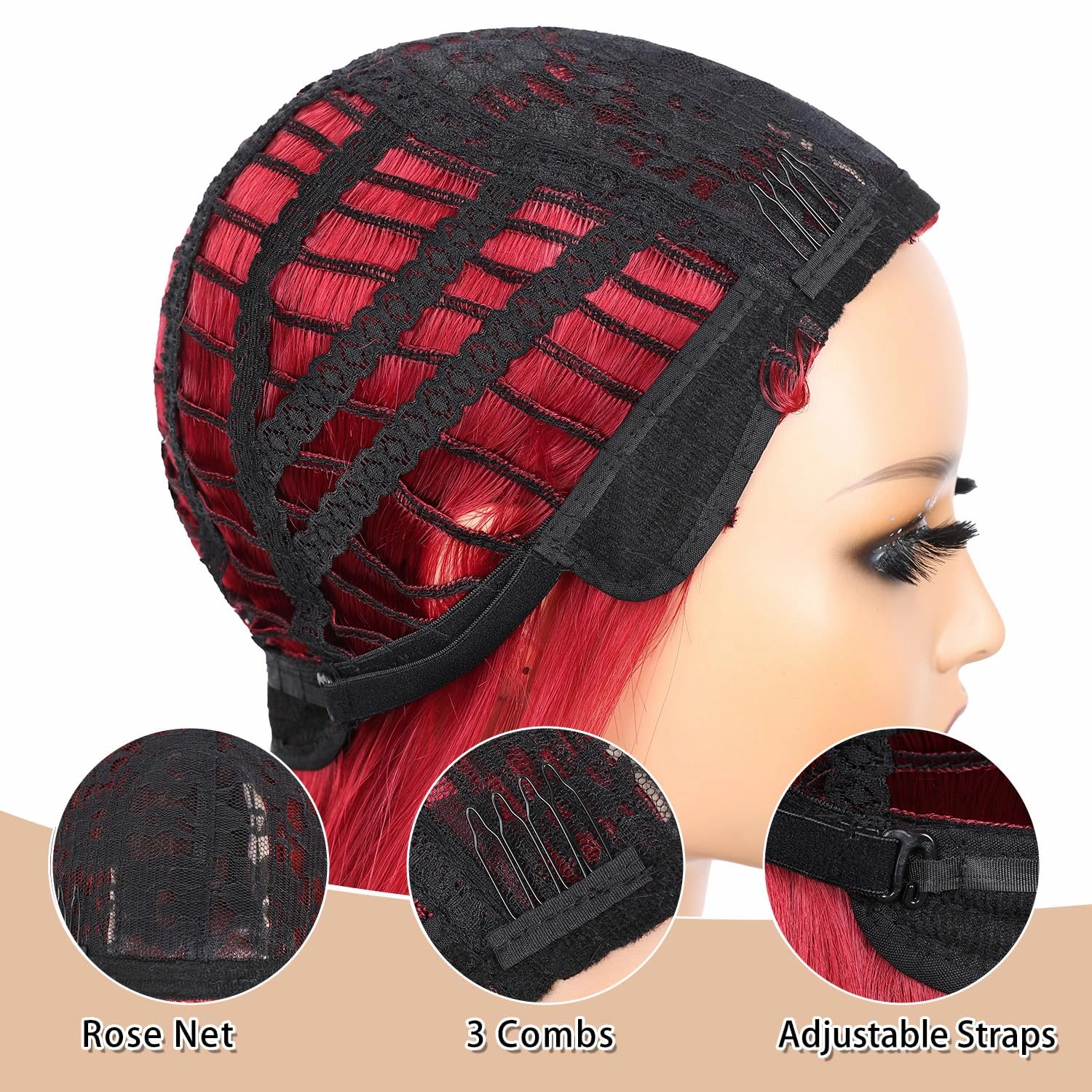 FAVE Red Wigs for Women Mermaid Waves Synthetic Wig 28 Inches Middle Part Long Wavy Red Wig Natural Looking Heat Resistant Wig for Daily Party Use