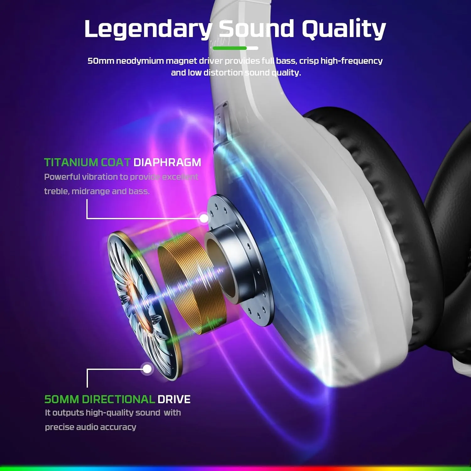 FC100 Gaming Headset with Microphone for PS4, PS5, Switch, Xbox, PC, Mac, Gamer Headset with RGB Light, Computer Headphones with Mic