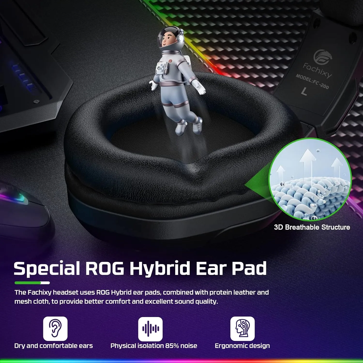 FC200 PC Gaming Headset for PS4, PS5, Switch, Xbox One, Mac, Noise Canceling Headphones with Microphone, Computer Headset with 3.5mm Jack & RGB Light