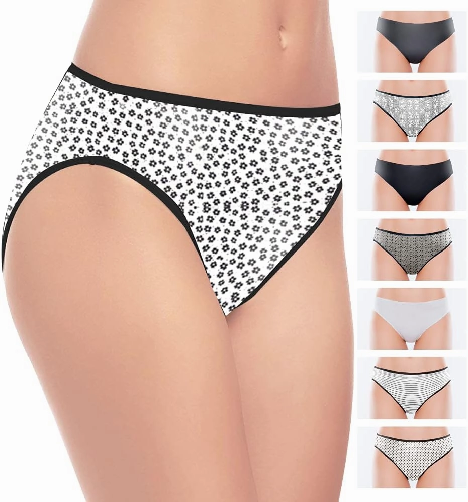 Felina Cotton Modal Hi Cut Panties - Sexy Lingerie Panties for Women - Underwear for Women 8-Pack