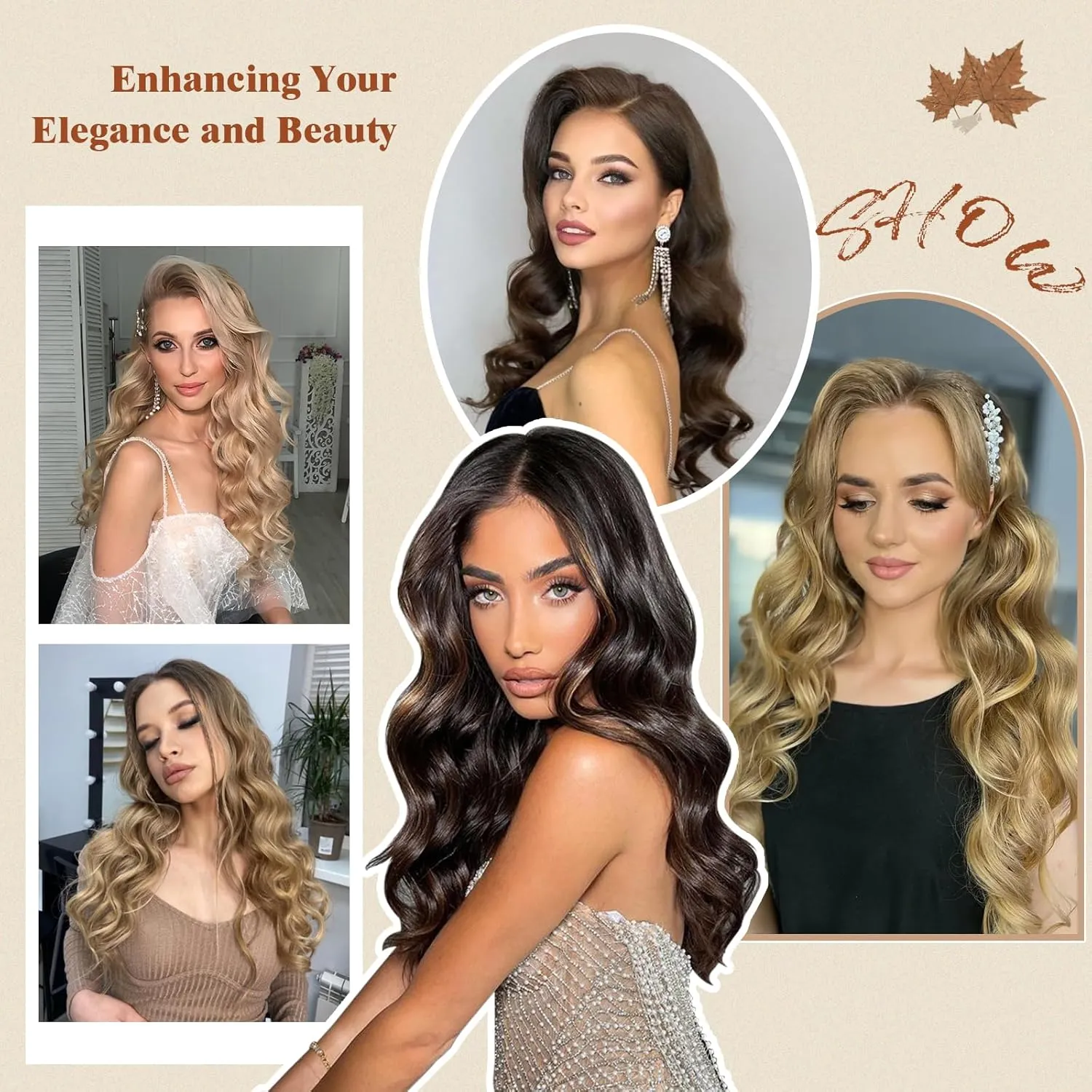 FESHFEN Invisible Wire Hair Extensions Secrets Hair Extensions With Wire Synthetic Adjustable Curly Hair Long Wavy Secret Hairpieces for Women 20 Inch, Black Brown
