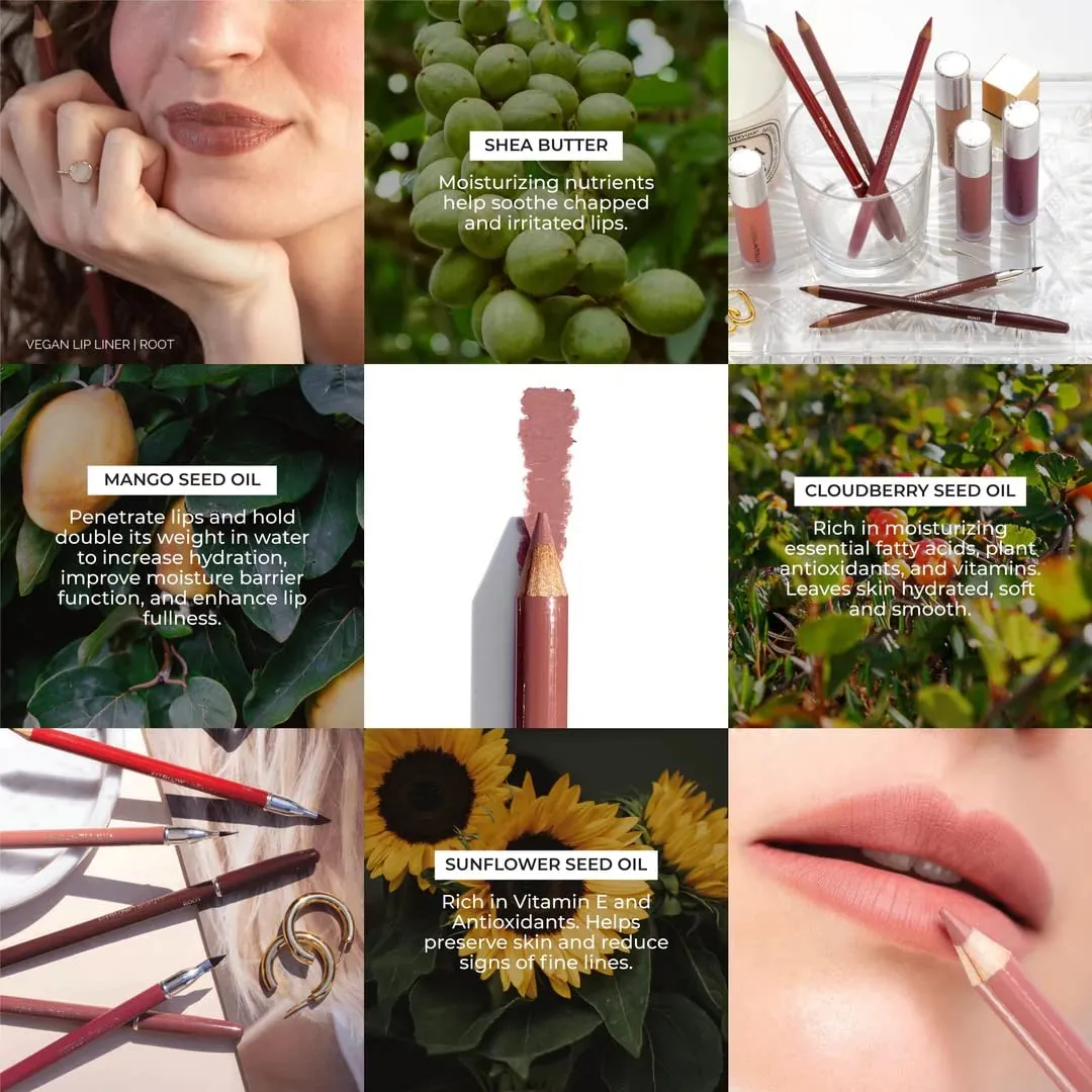 FITGLOW Beauty Vegan Lip Liner Pencil | Long-Lasting Lip Enhancer with Blending Brush | Hydrating Plumping Lip Liner | Smudge-Proof Lip Perfector | Define Shape & Fill | Red, 1.1g