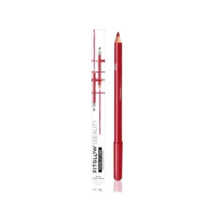 FITGLOW Beauty Vegan Lip Liner Pencil | Long-Lasting Lip Enhancer with Blending Brush | Hydrating Plumping Lip Liner | Smudge-Proof Lip Perfector | Define Shape & Fill | Red, 1.1g