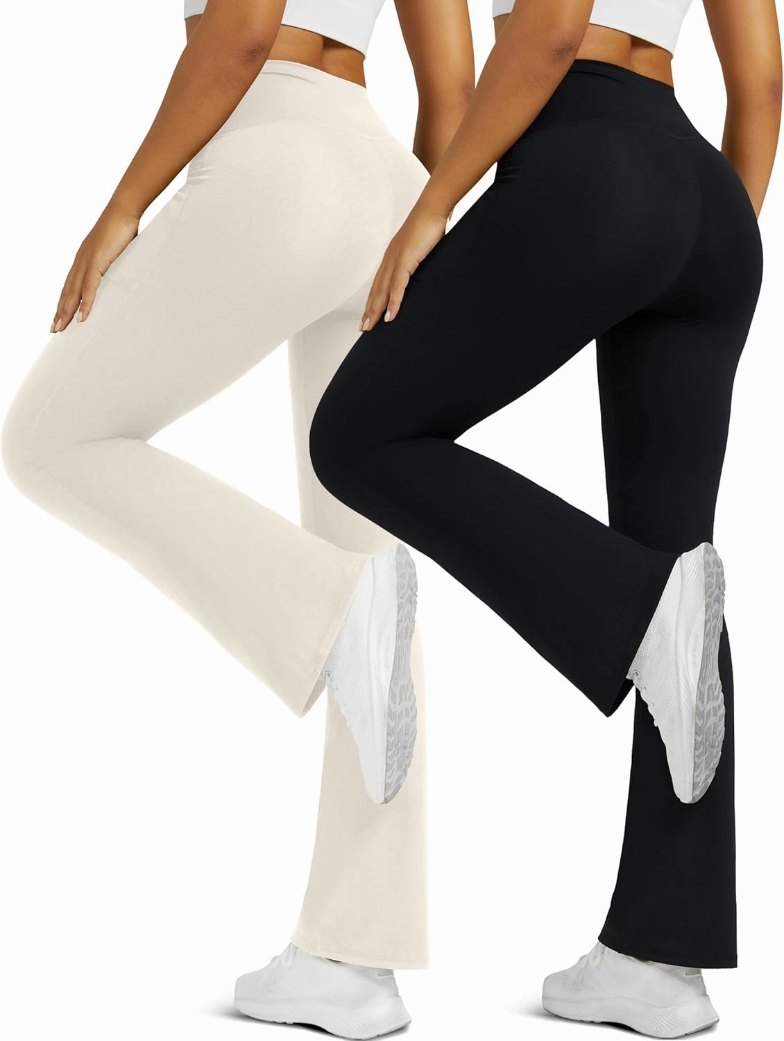 Flare Leggings for Women with Pockets 2pack High Waisted Crossover Flare Leggings Bootcut Yoga Pants