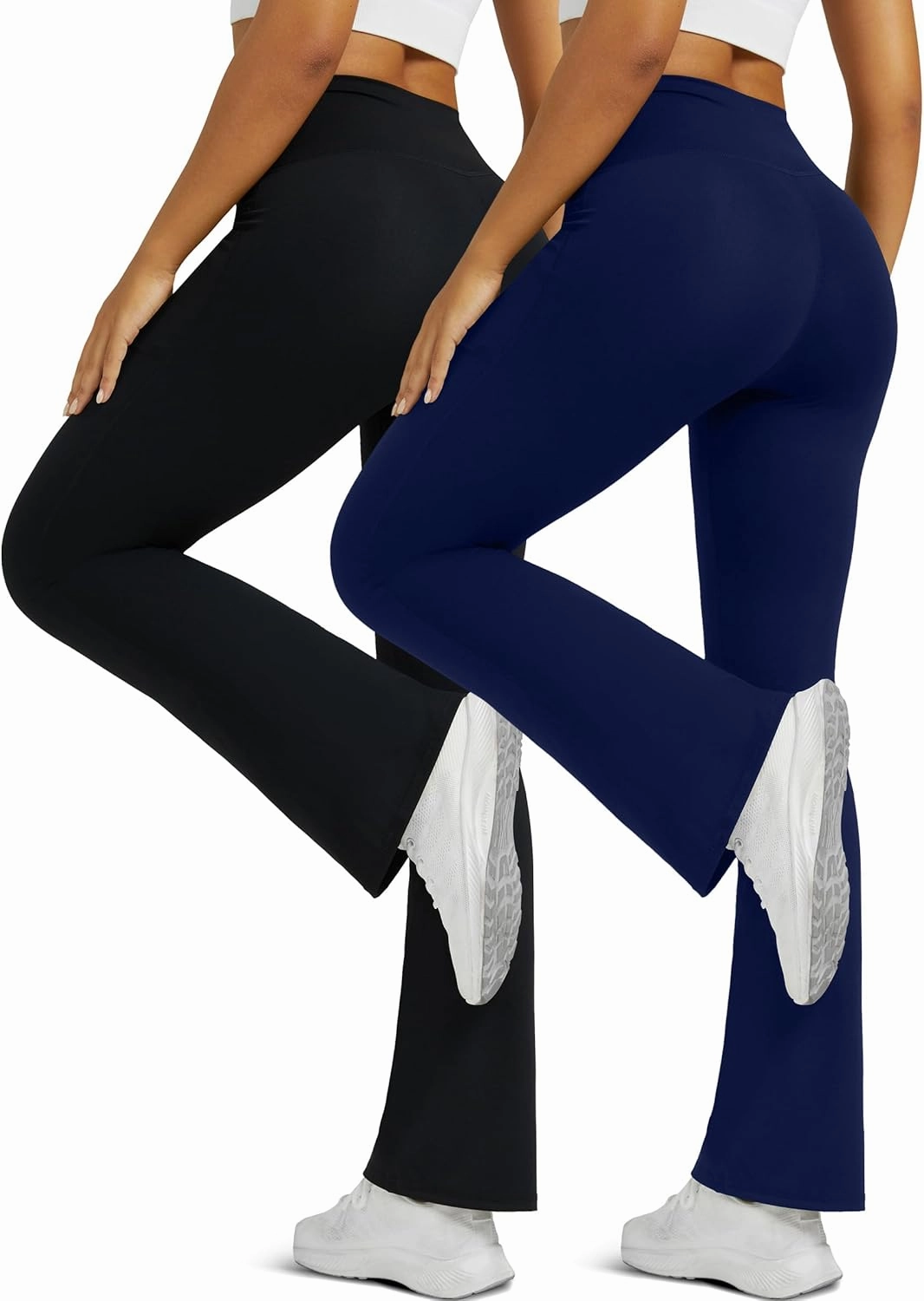 Flare Leggings for Women with Pockets 2pack High Waisted Crossover Flare Leggings Bootcut Yoga Pants