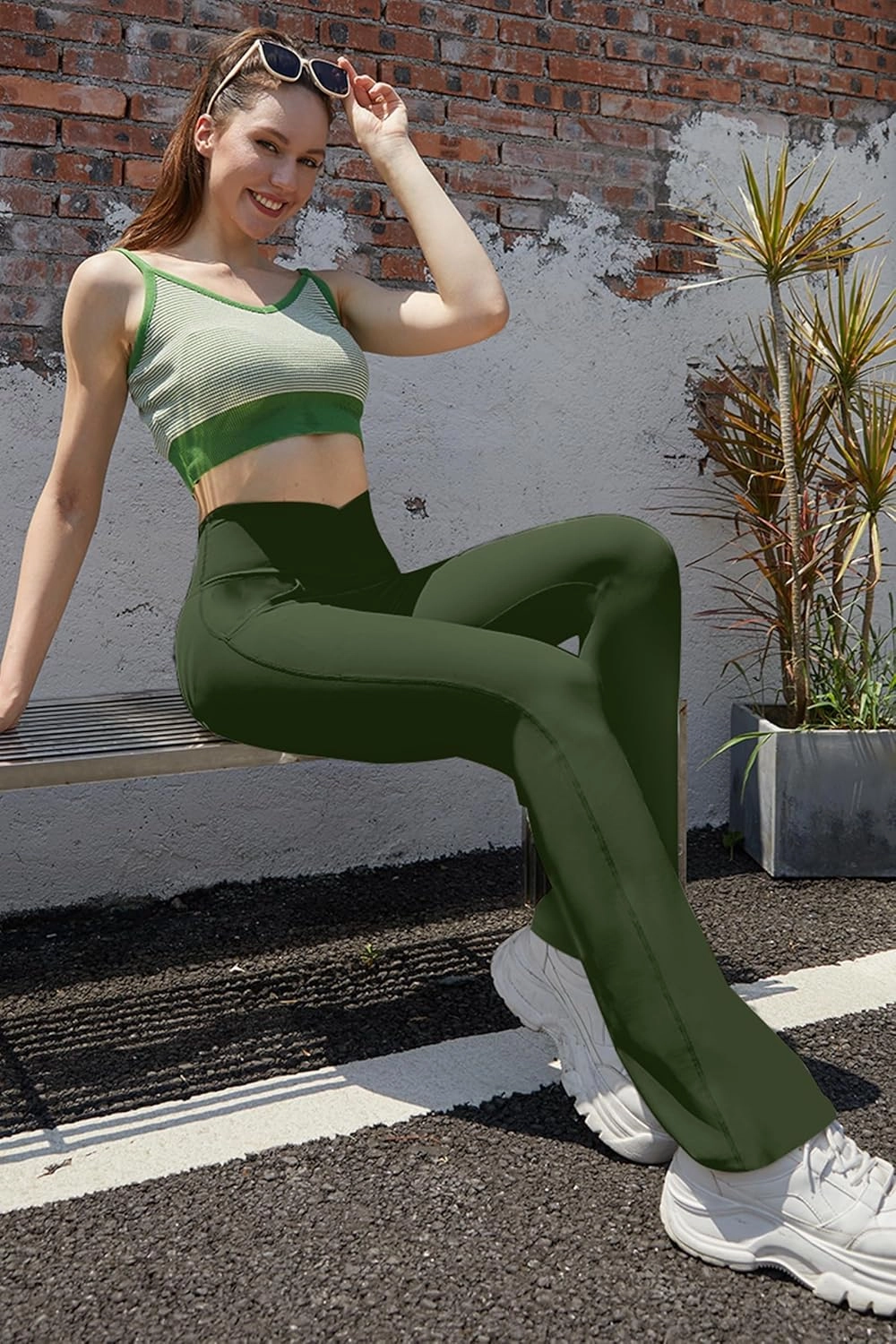 Flare Leggings for Women with Pockets 2pack High Waisted Crossover Flare Leggings Bootcut Yoga Pants