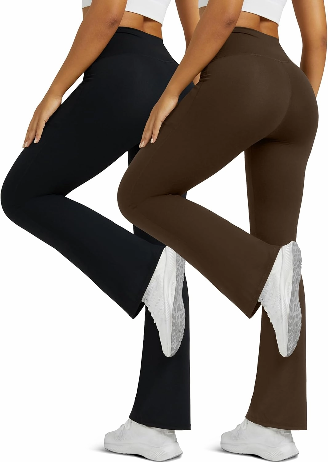 Flare Leggings for Women with Pockets 2pack High Waisted Crossover Flare Leggings Bootcut Yoga Pants