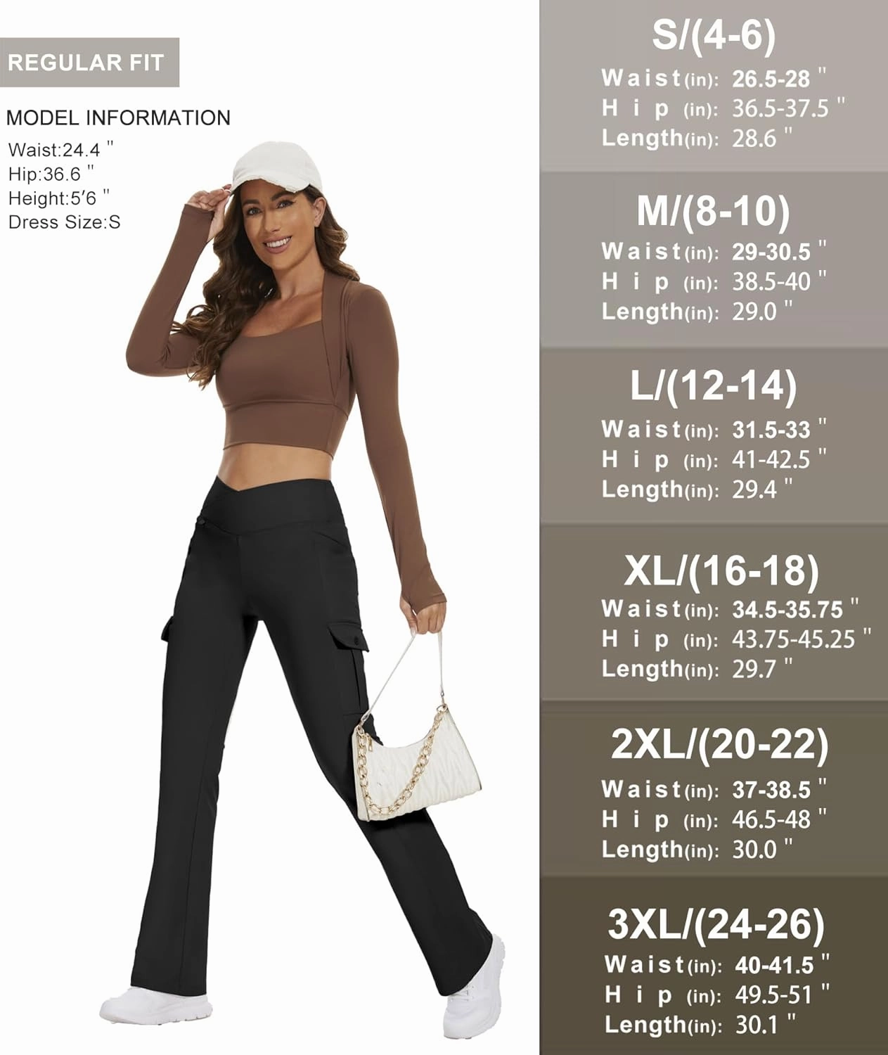 Flare Leggings for Women Yoga Crossover High Waist Pants with Tummy Control Workout Cargo with 5 Pockets Bootcut Leggings
