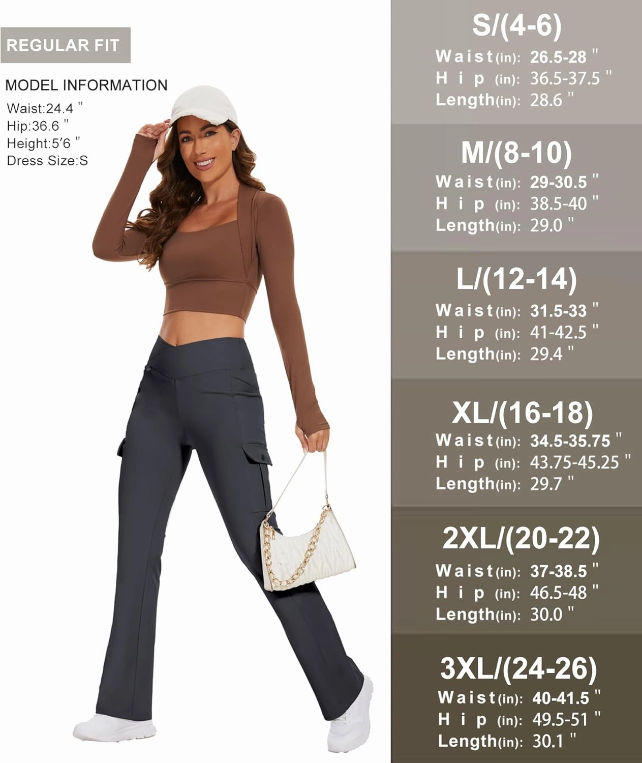 Flare Leggings for Women Yoga Crossover High Waist Pants with Tummy Control Workout Cargo with 5 Pockets Bootcut Leggings