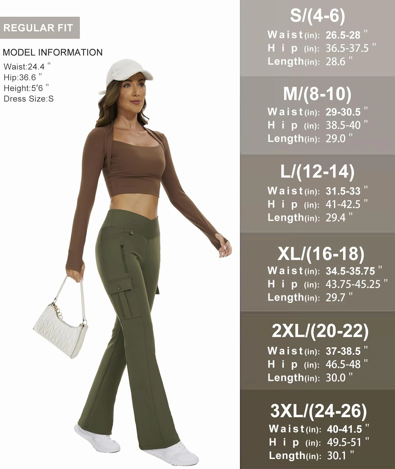 Flare Leggings for Women Yoga Crossover High Waist Pants with Tummy Control Workout Cargo with 5 Pockets Bootcut Leggings