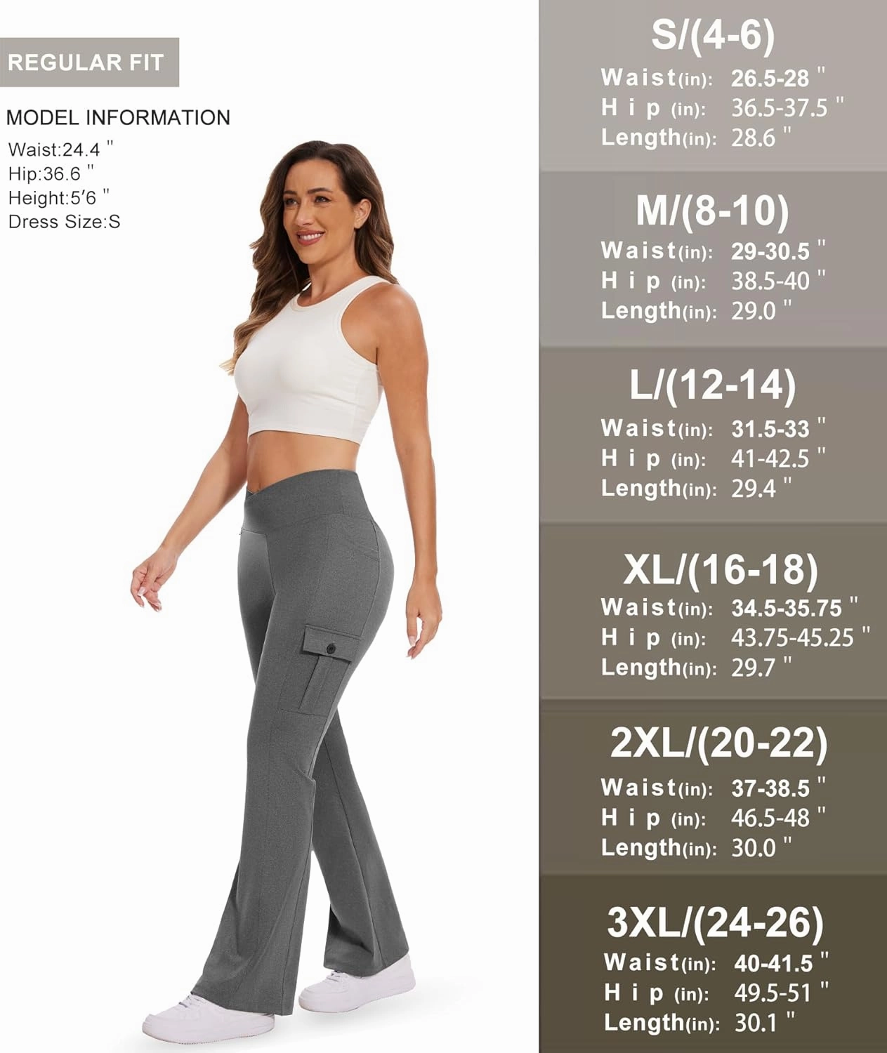 Flare Leggings for Women Yoga Crossover High Waist Pants with Tummy Control Workout Cargo with 5 Pockets Bootcut Leggings