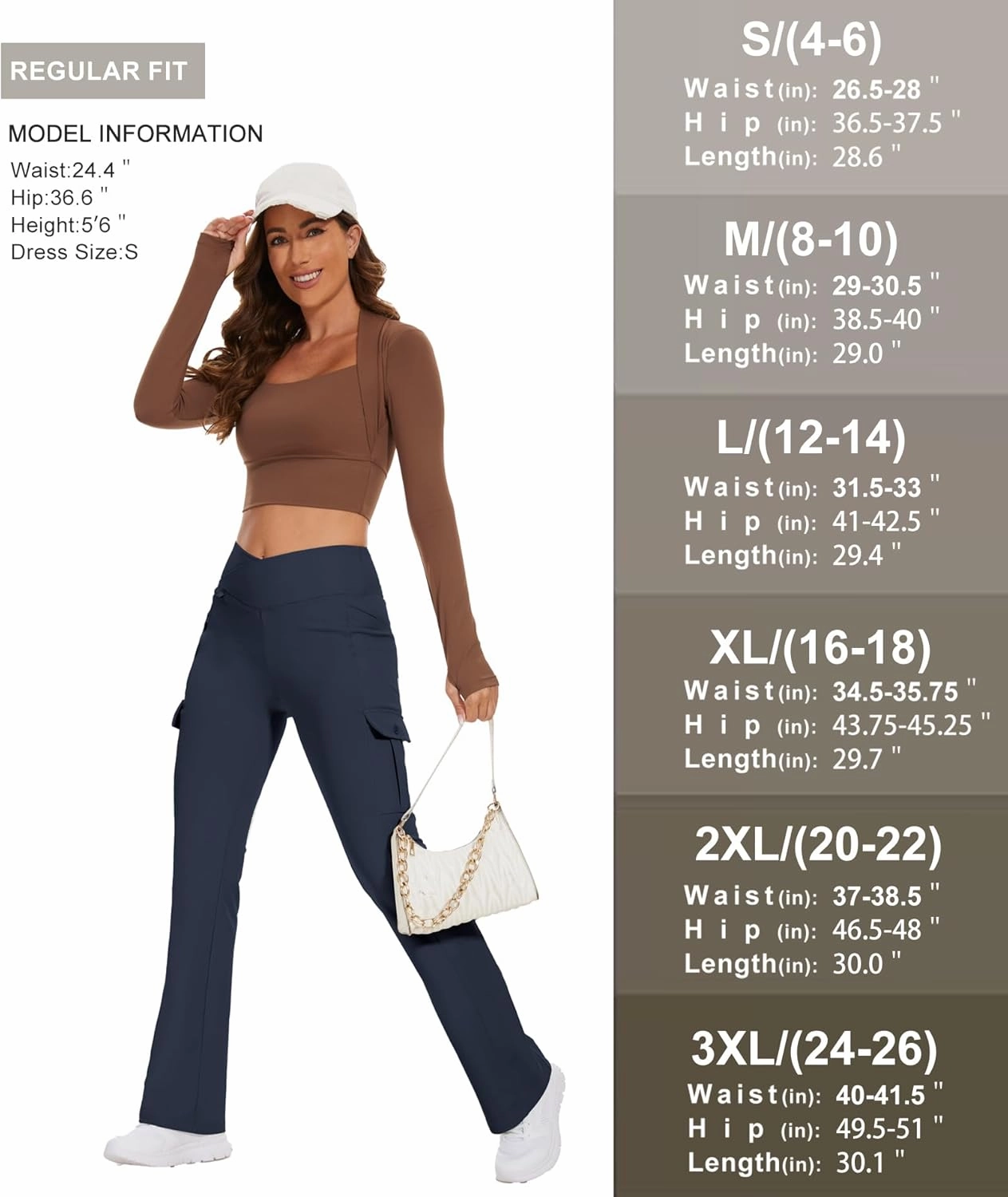 Flare Leggings for Women Yoga Crossover High Waist Pants with Tummy Control Workout Cargo with 5 Pockets Bootcut Leggings