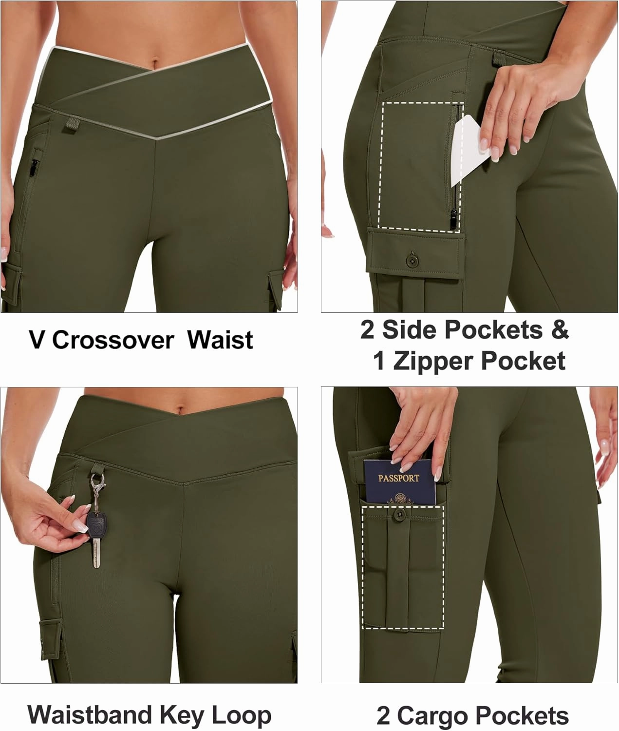Flare Leggings for Women Yoga Crossover High Waist Pants with Tummy Control Workout Cargo with 5 Pockets Bootcut Leggings