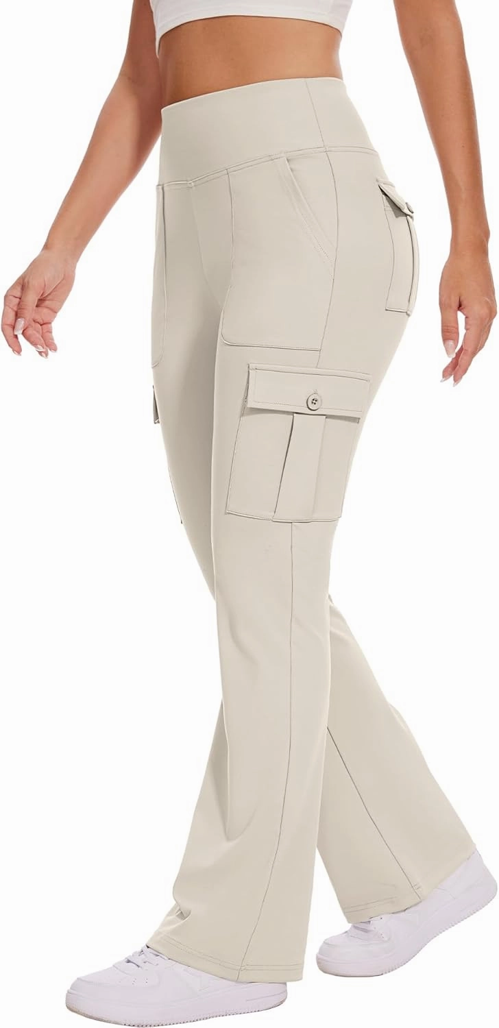 Flare Leggings for Women Yoga Pants with Cargo Pockets High Waist Work Casual Travel Bootcut Leggings