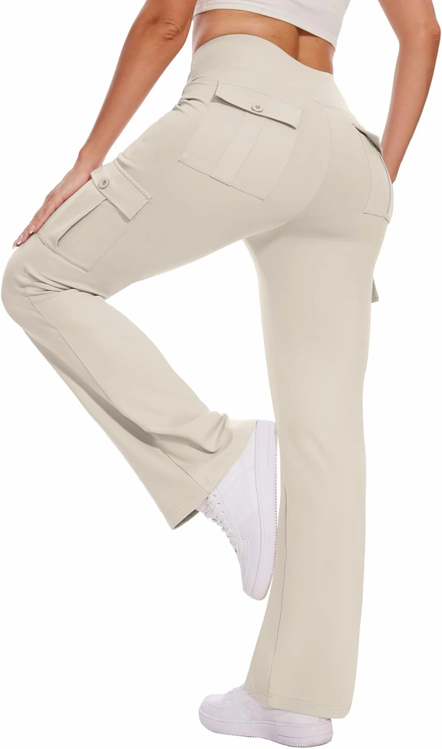 Flare Leggings for Women Yoga Pants with Cargo Pockets High Waist Work Casual Travel Bootcut Leggings